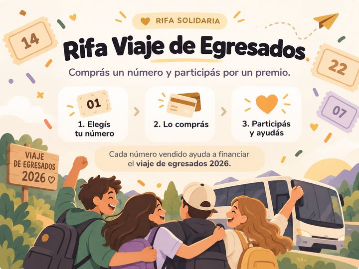 Portada de la rifa del viaje de egresados 2026